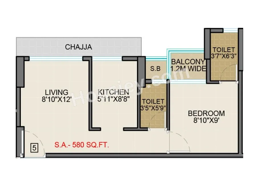 Infinity Icon Unit plan - 323 sq.ft.