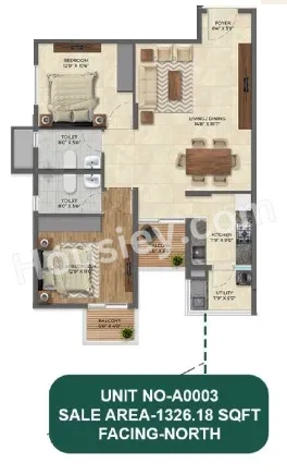 Inspira Tropical Garden Unit plan - 833 sq.ft.