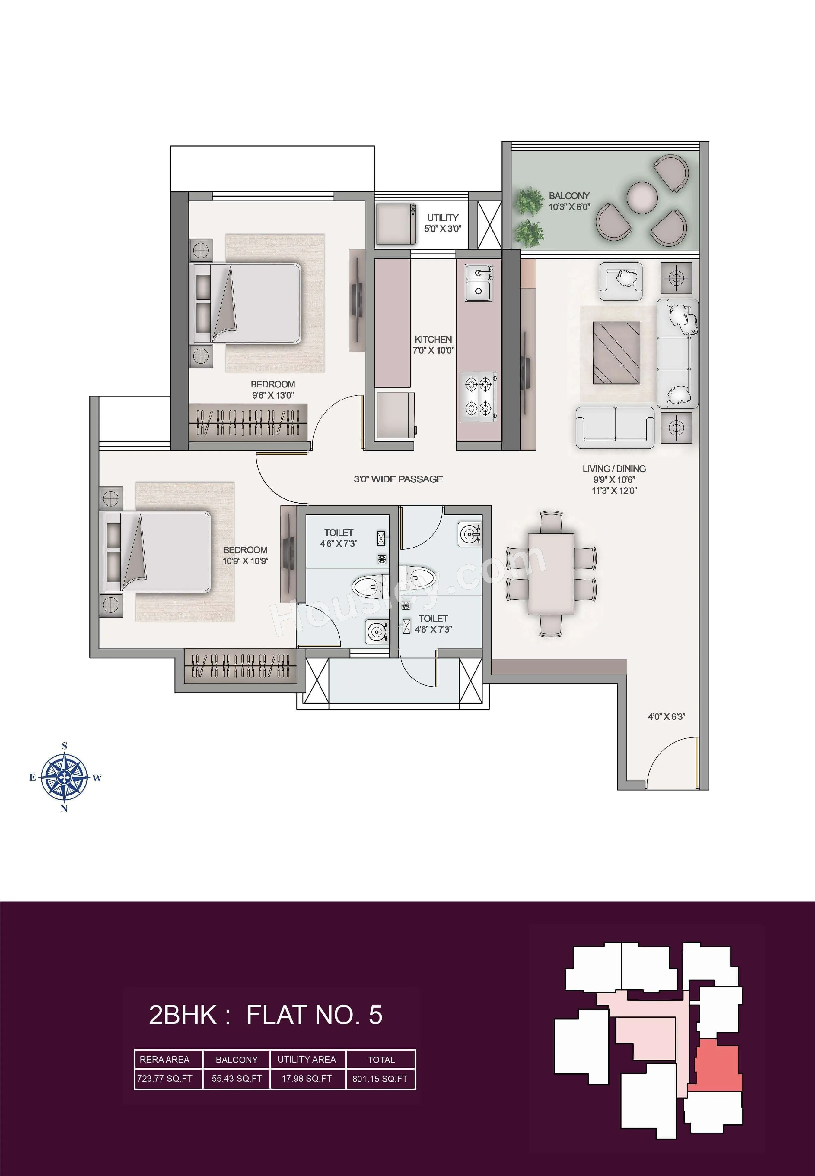 Kashish Park Iris Unit plan - 801 sq.ft.