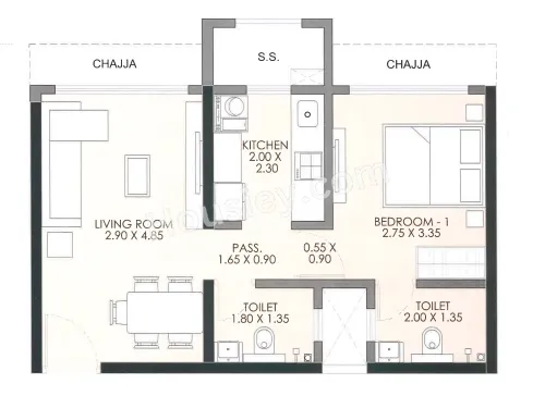 JP Parkway Unit plan - 402 sq.ft.