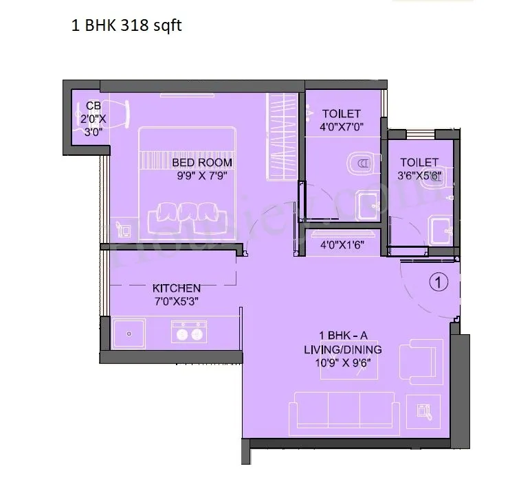 JVM Accord Unit plan - 318 sq.ft.