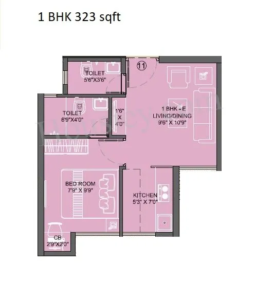 JVM Accord Unit plan - 323 sq.ft.