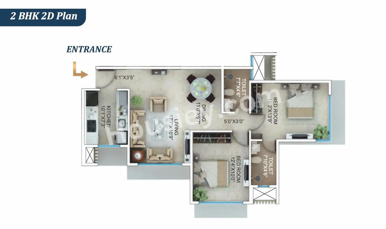Jasani Scorpio Unit plan - 729 sq.ft.