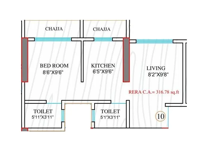 Unit plan - 317 sq.ft.