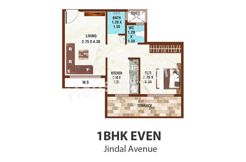 Jindal Avenue Unit plan - 381 sq.ft.