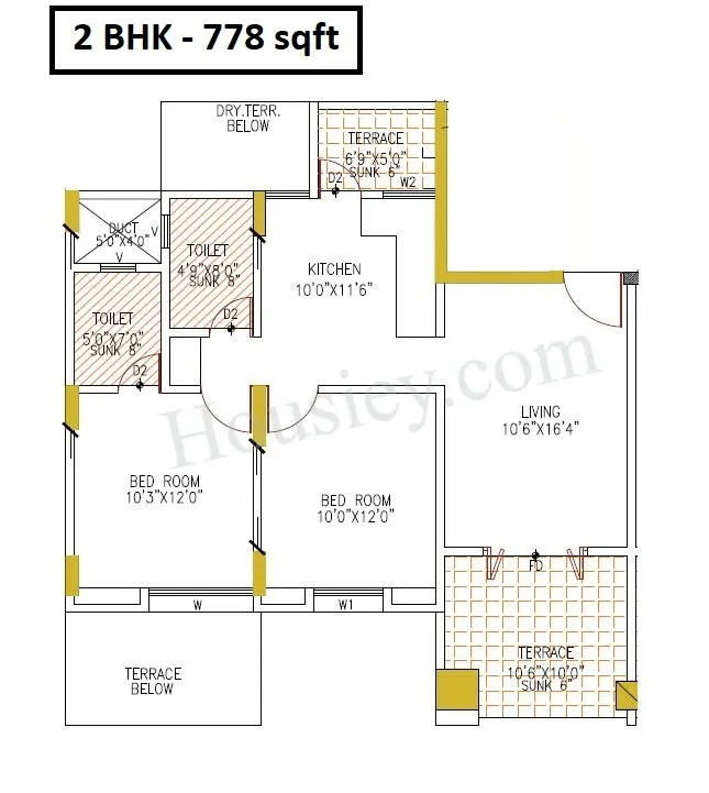 KJ Towers Unit plan - 778 sq.ft.