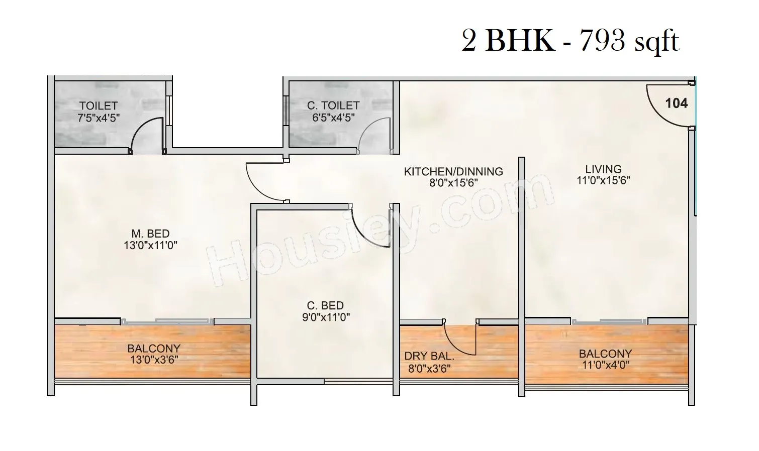 Mangalam Emerald Unit plan - 793 sq.ft.