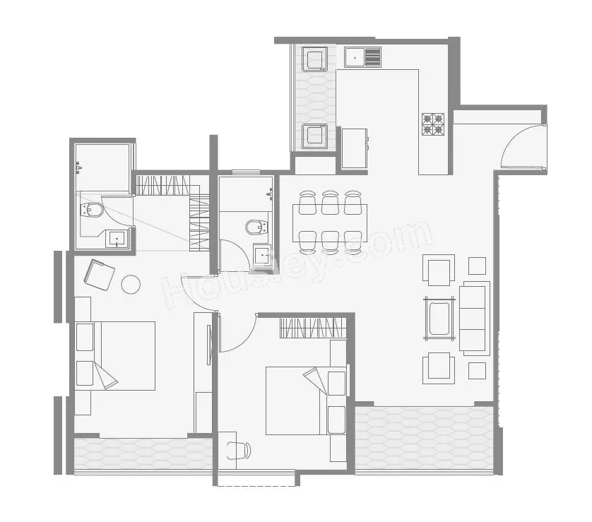 KLB 63 Tathawade Unit plan - 955 sq.ft.