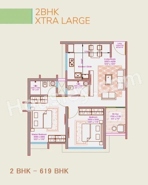 KLS Supremus Unit plan - 619 sq.ft.