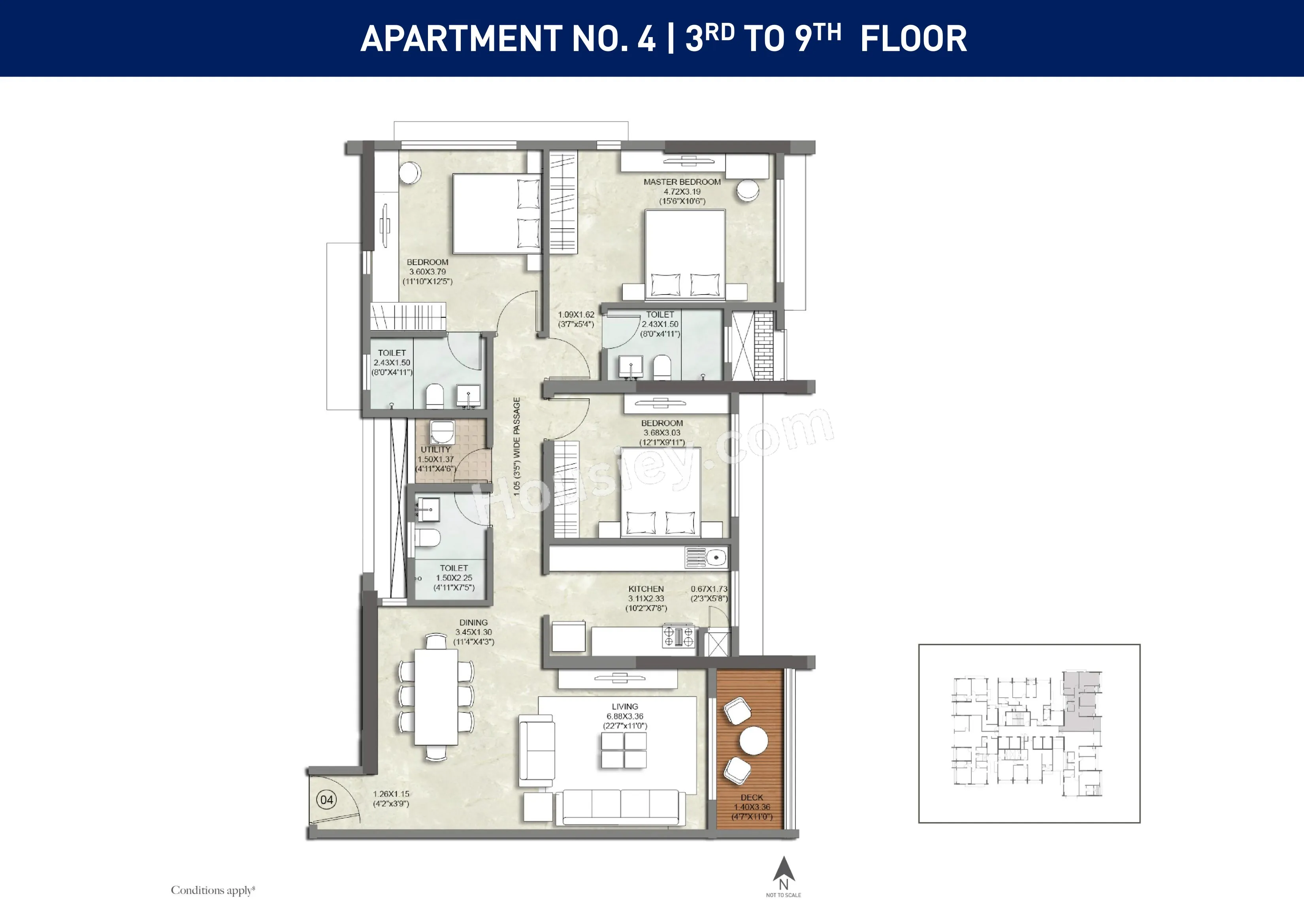 Kalpataru Imperia Unit plan - 1128 sq.ft.