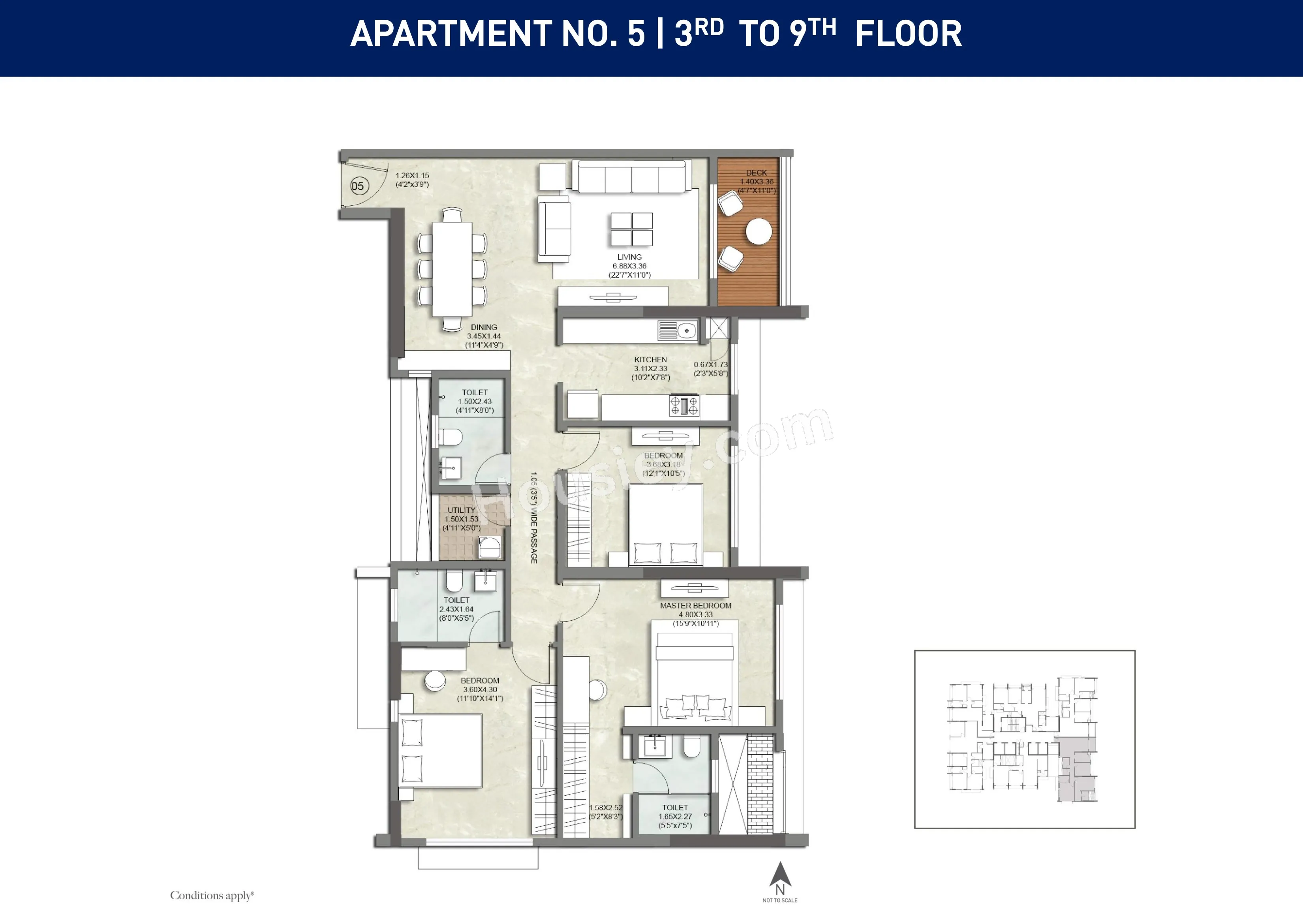 Kalpataru Imperia Unit plan - 1221 sq.ft.