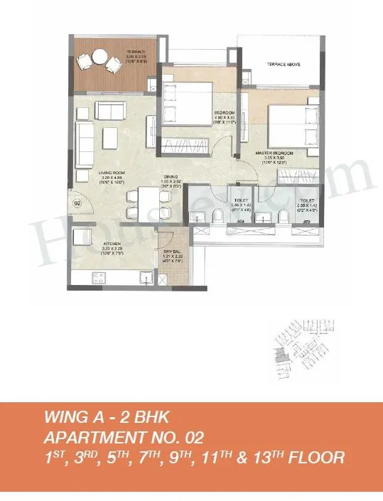 Kalpataru Serenity Unit plan - 564 sq.ft.