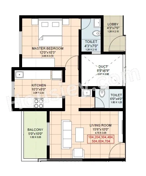 Kalpdeep Sparkline Residency Unit plan - 530 sq.ft.