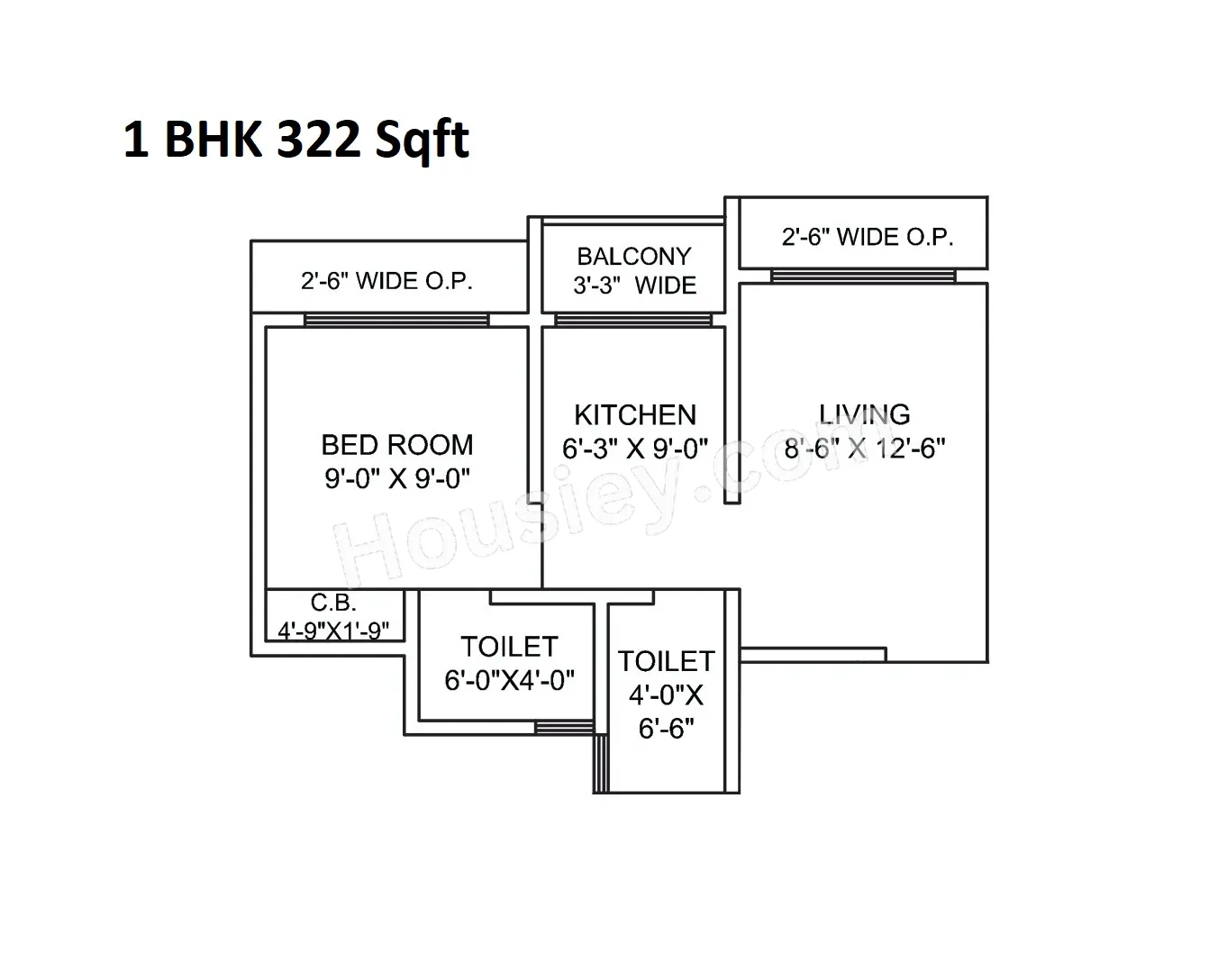 Kalyan Residency Unit plan - 322 sq.ft.
