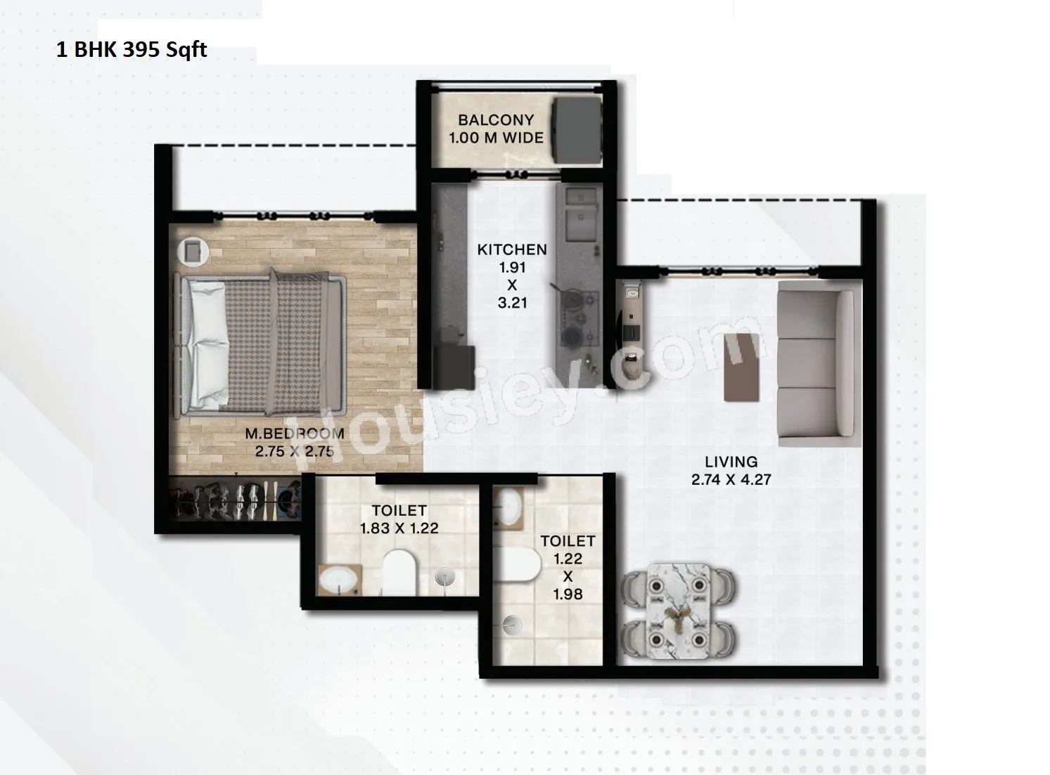 Kalyan Surabhi Unit plan - 395 sq.ft.