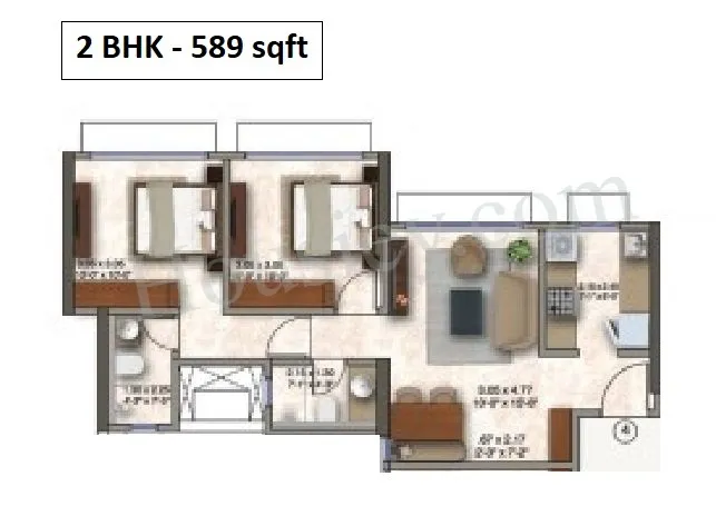 Kanakia Silicon Valley Unit plan - 589 sq.ft.