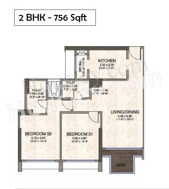 Kanakia Silicon Valley Unit plan - 756 sq.ft.