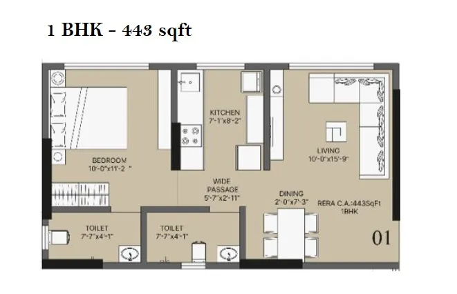 Unit plan - 443 sq.ft.