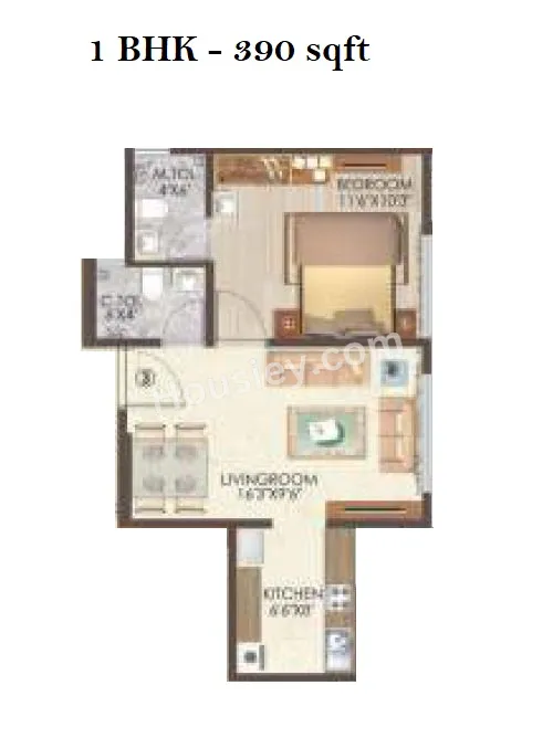 Kaveri Heights Unit plan - 390 sq.ft.