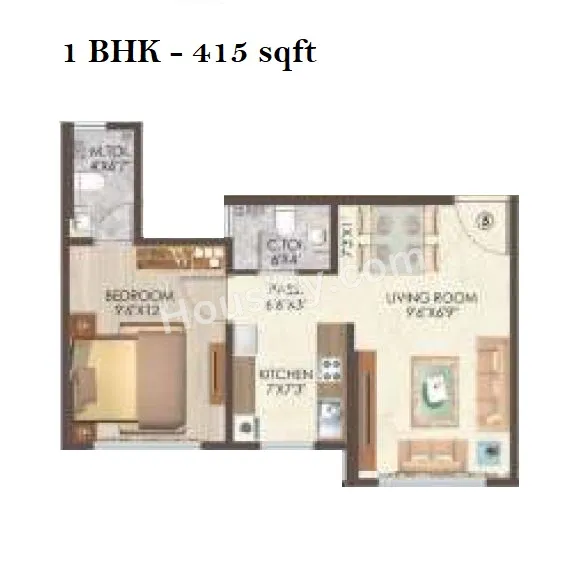 Kaveri Heights Unit plan - 413 sq.ft.