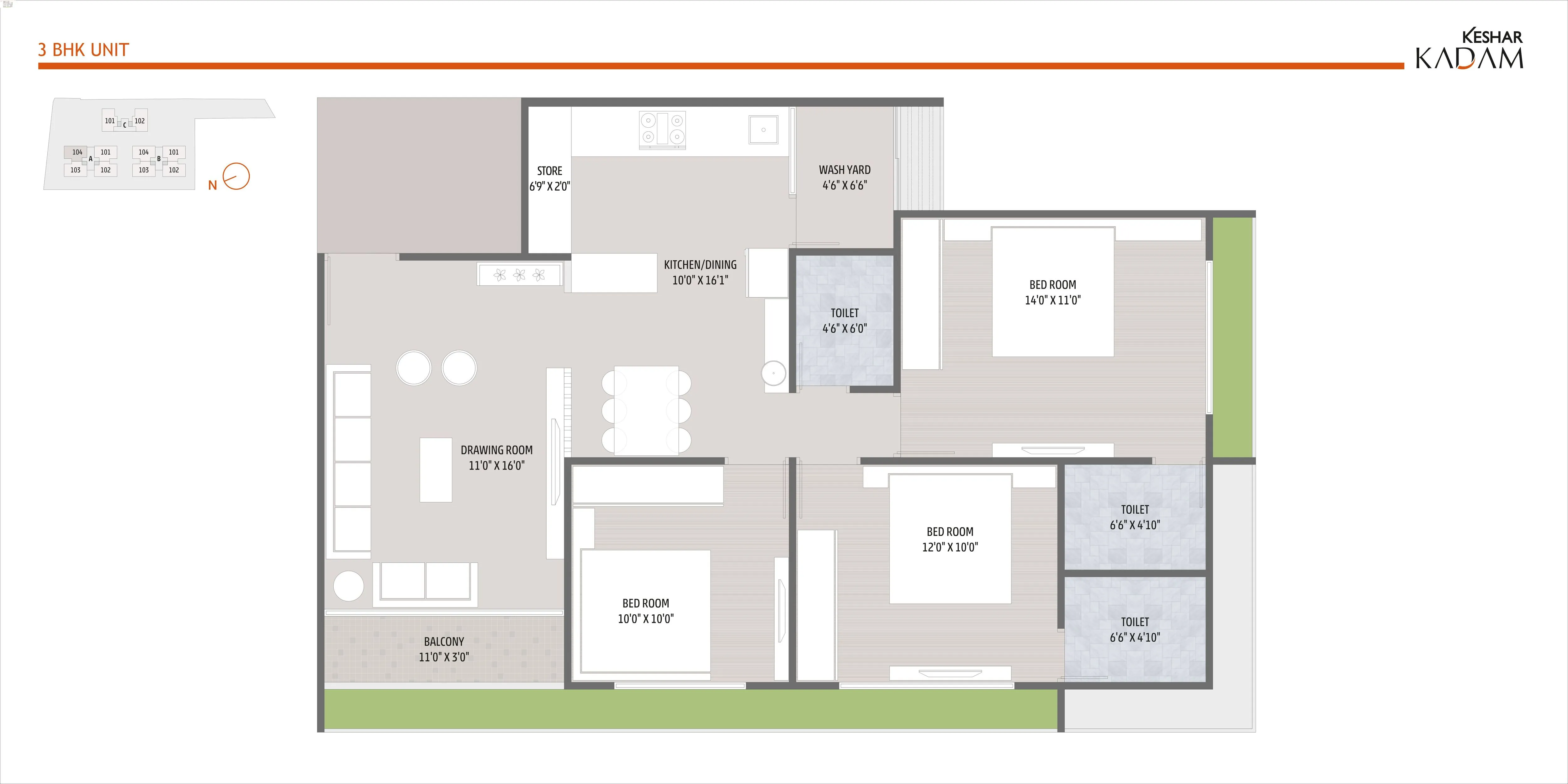 Keshar Kadam Unit plan - floor layout