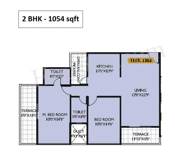 Keshav Leela Polaris Unit plan - 1055 sq.ft.