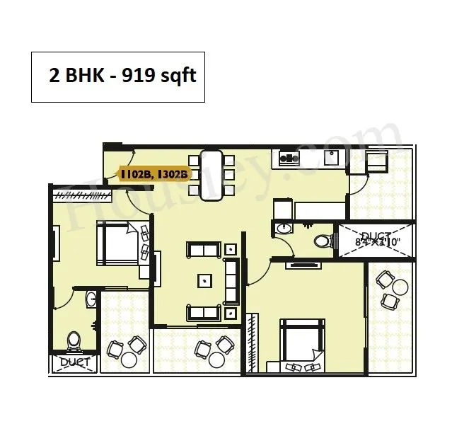 Keshav Leela Polaris Unit plan - 922 sq.ft.
