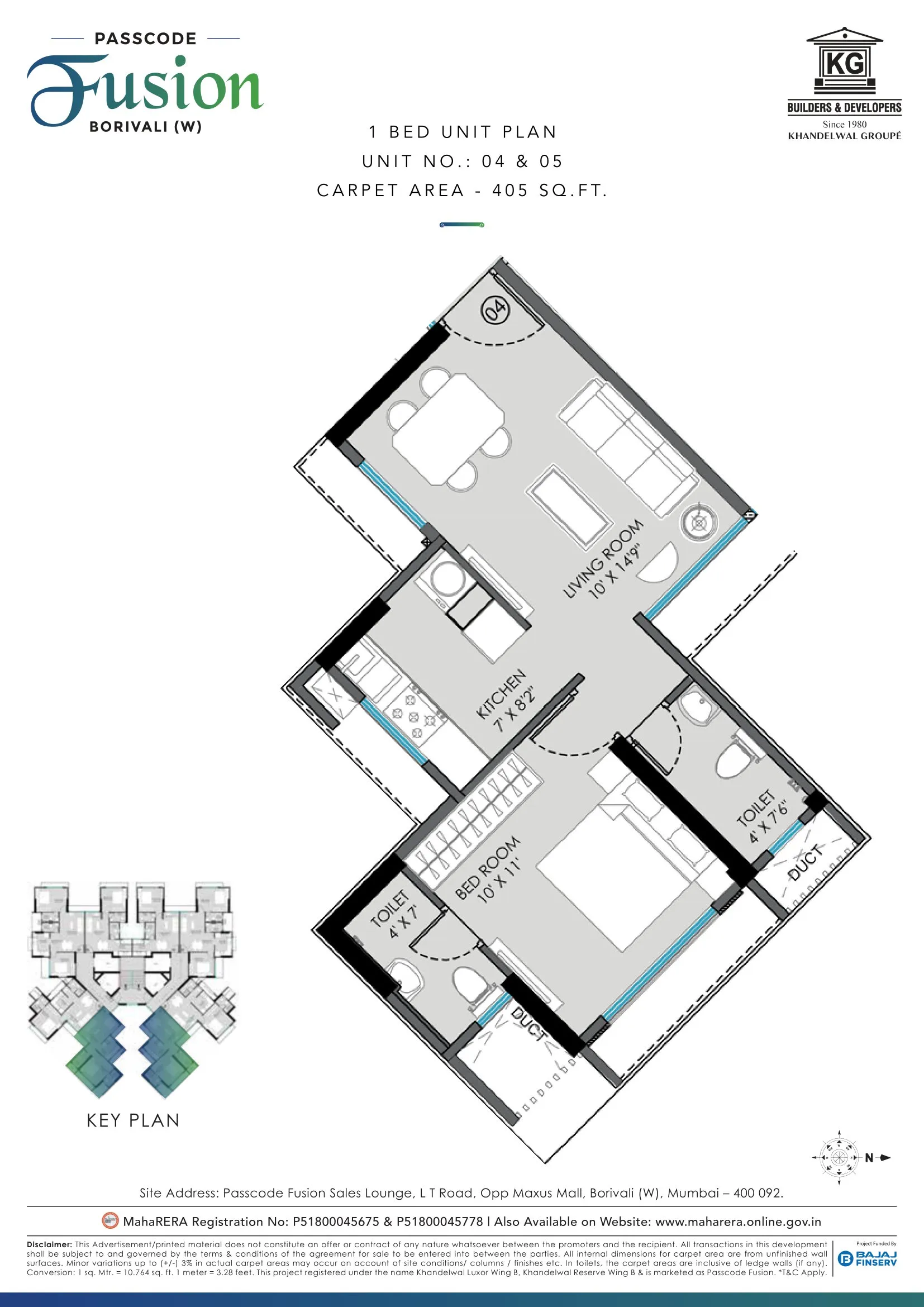 Khandelwal Passcode Fusion Unit plan - 405 sq.ft.