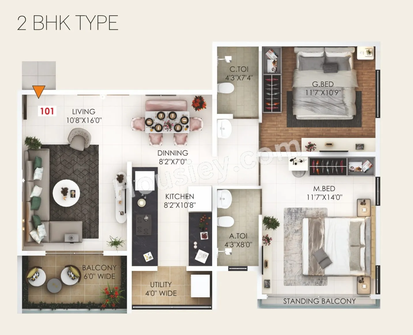 Unit plan - 850 sq.ft.