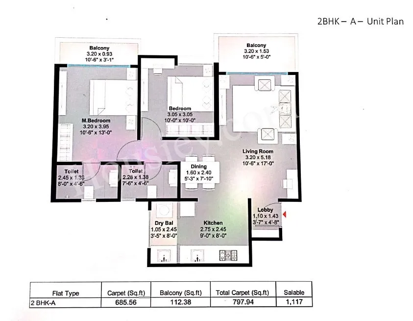Kohinoor Westview Reserve Unit plan - 798 sq.ft.