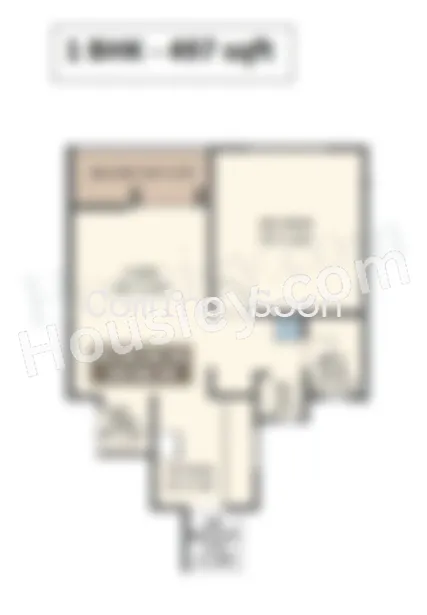 Kolte Patil Arezo Unit plan - 664 sq.ft.