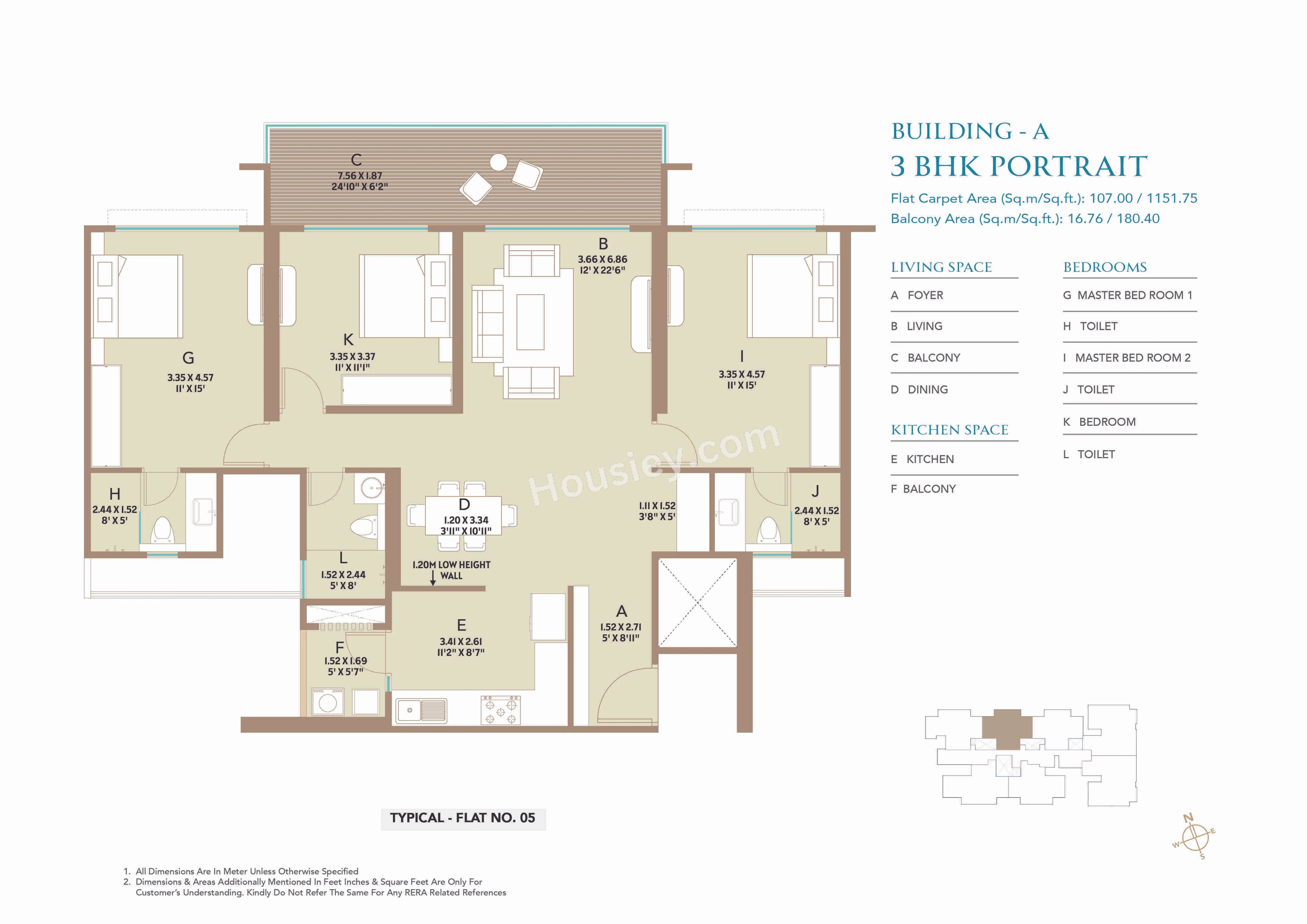 Kolte Patil Canvas Unit plan - 1332 sq.ft.