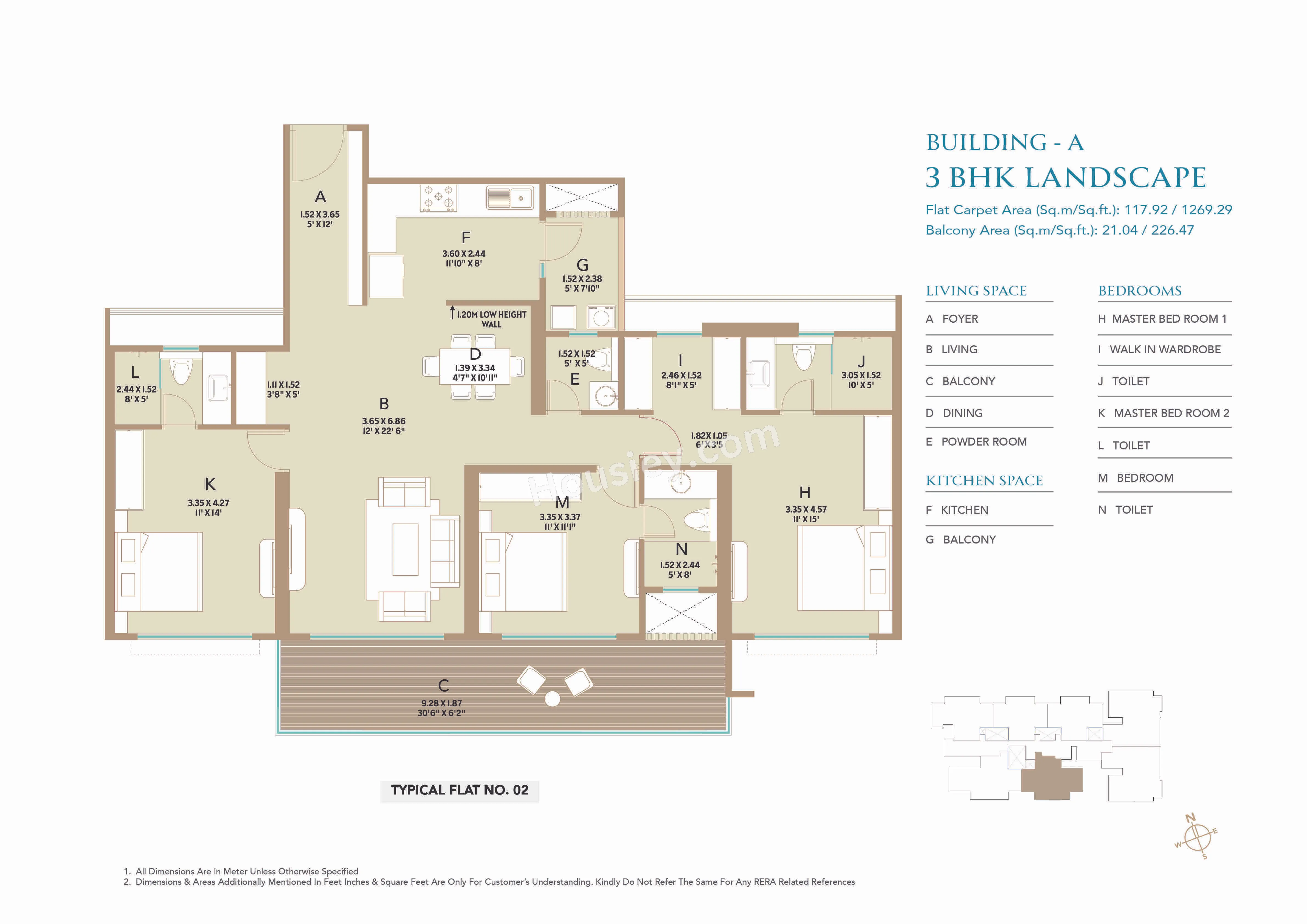 Kolte Patil Canvas Unit plan - 1496 sq.ft.