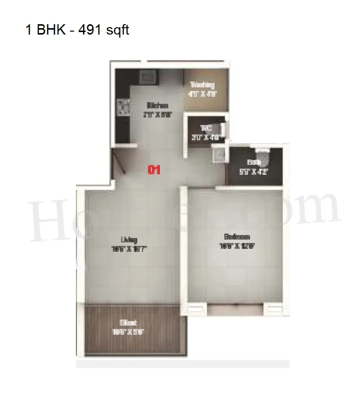 Bhosale Kosmos Unit plan - 491 sq.ft.