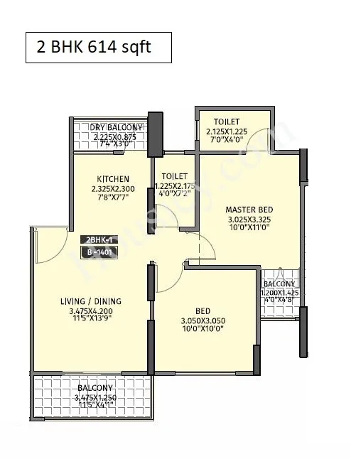 Krisala 41 Evoke Unit plan - 614 sq.ft.