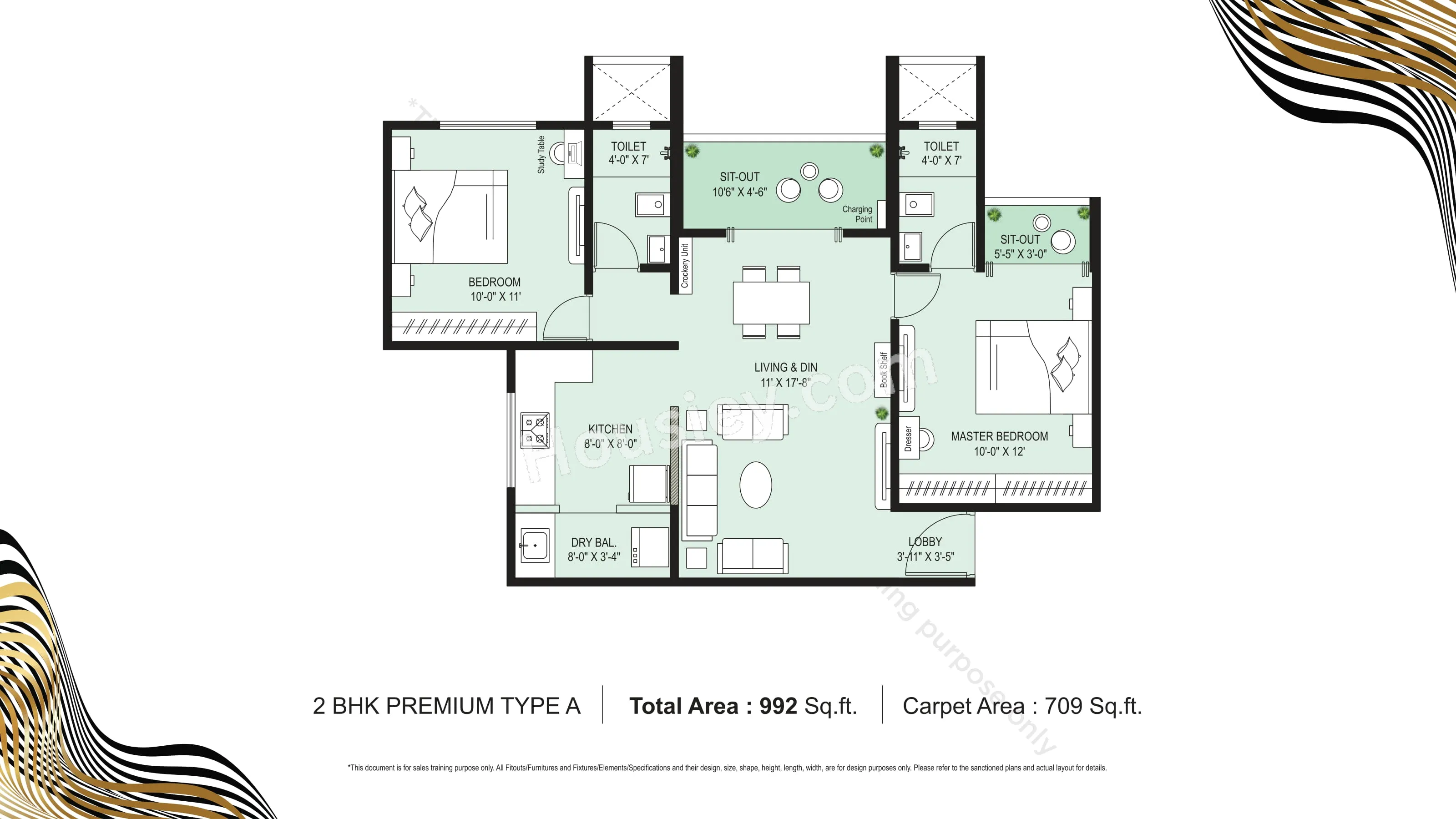 Krisala 41 Rizz Unit plan - 709 sq.ft.