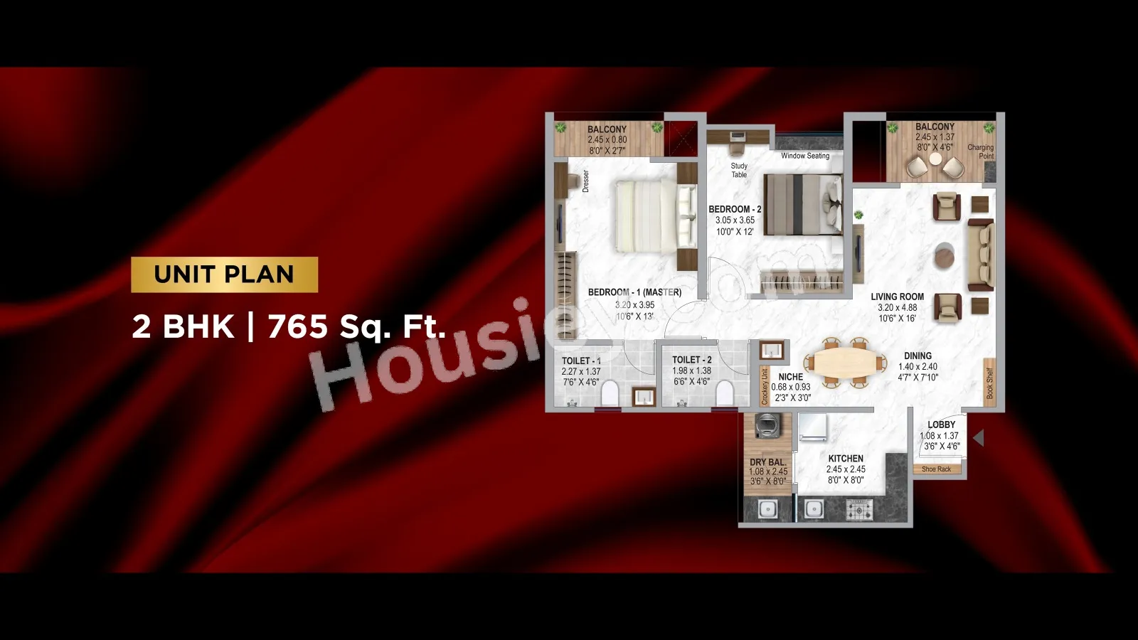 Krisala Luxovert Unit plan - 765 sq.ft.