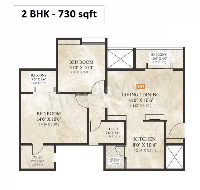 Unit plan - 730 sq.ft.