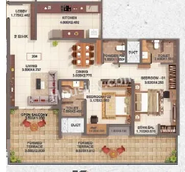 Kumar Parv Unit plan - 960 sq.ft.