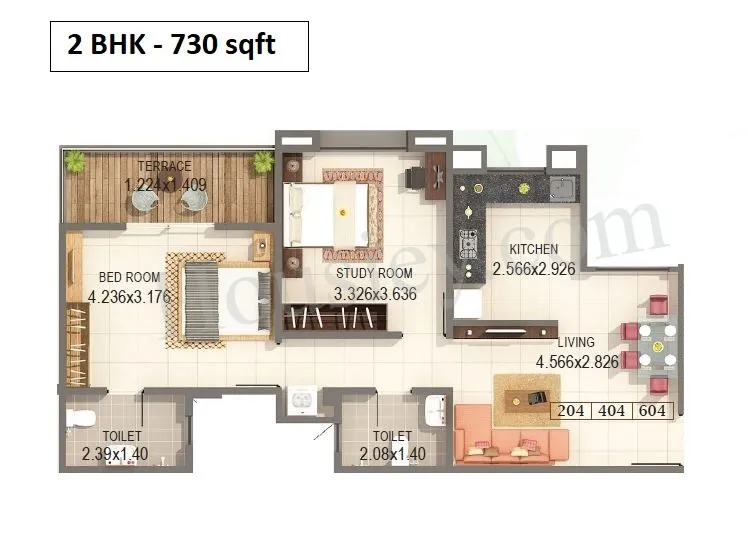 Kumar Priyadarshan Unit plan - 730 sq.ft.