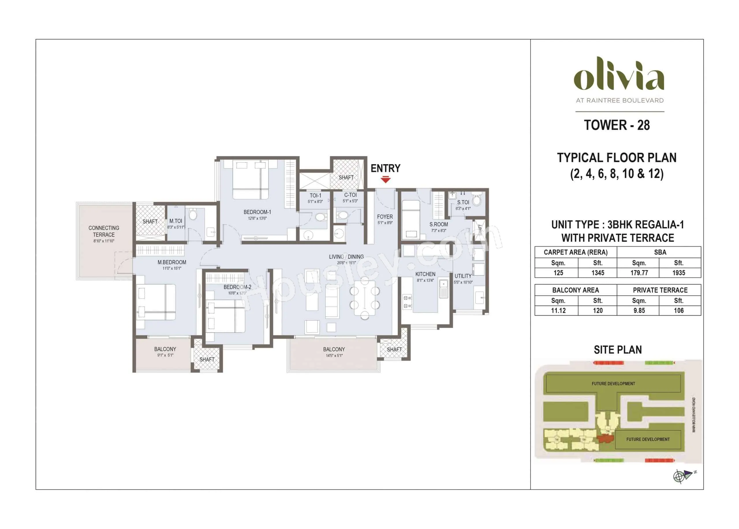 L&T Raintree Boulevard Unit plan - 1345 sq.ft.