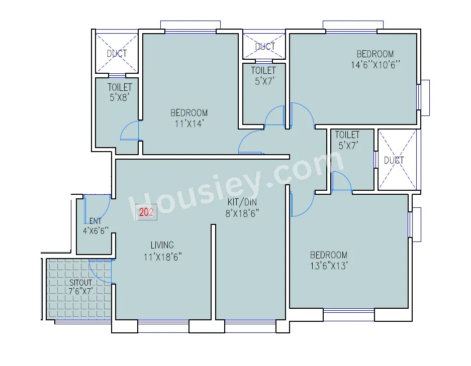 Lahoti Aakar Apartment Unit plan - 1138 sq.ft.