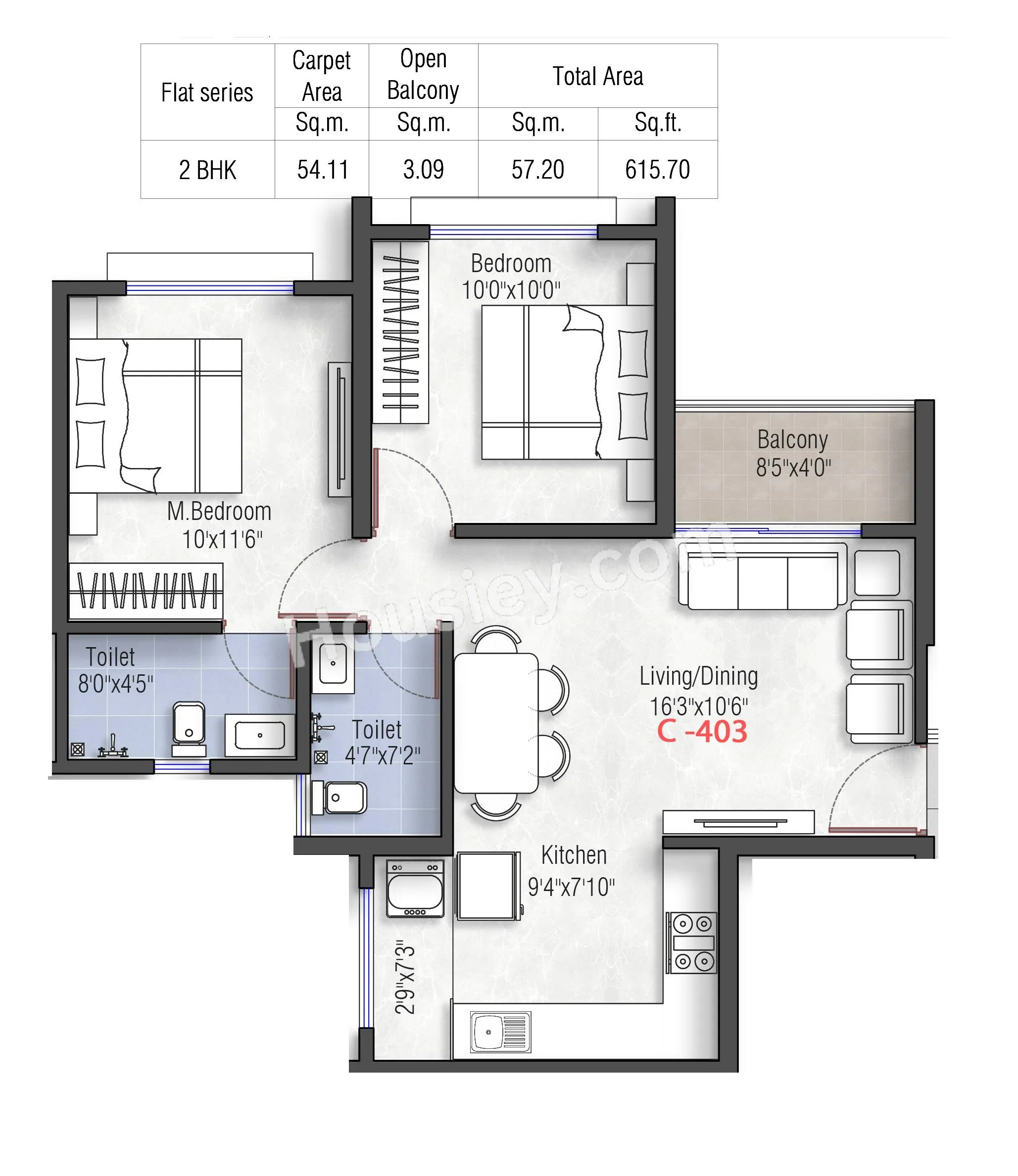 Legacy Punawale Unit plan - 615 sq.ft.