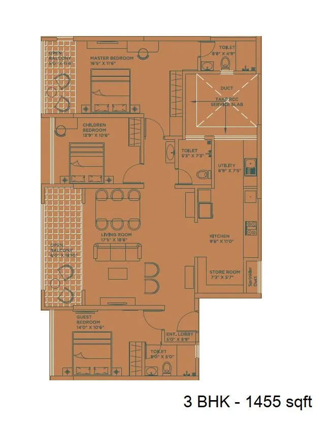 Unit plan - 1455 sq.ft.