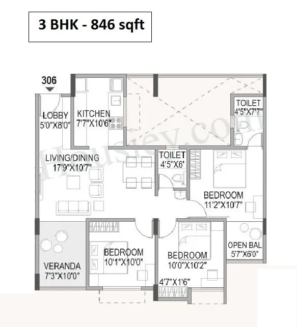 Legacy Woods Unit plan - 846 sq.ft.