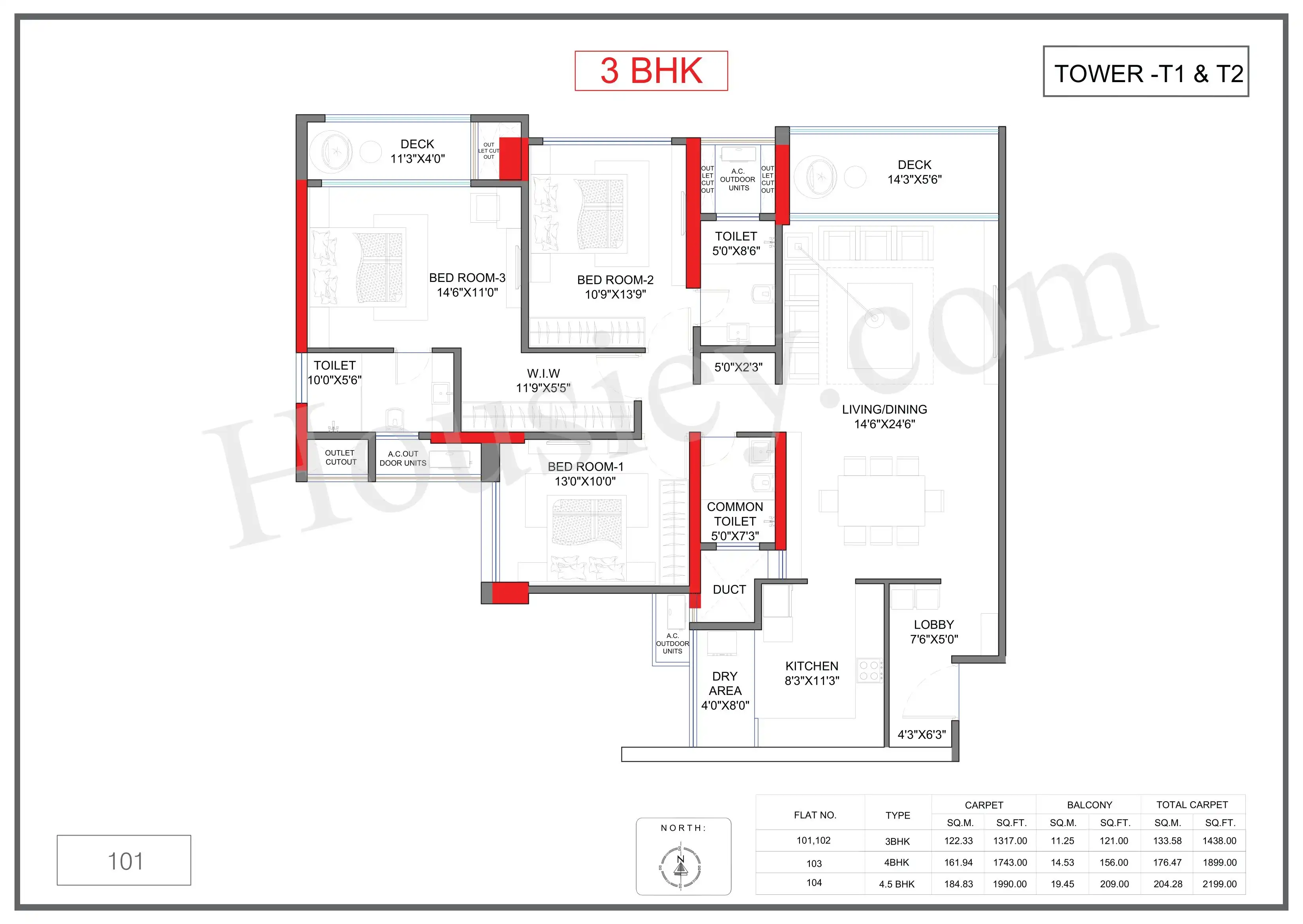 Livience Aleenta Unit plan - 1438 sq.ft.