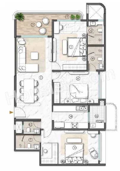 Lodha Acenza Unit plan - 1395 sq.ft.