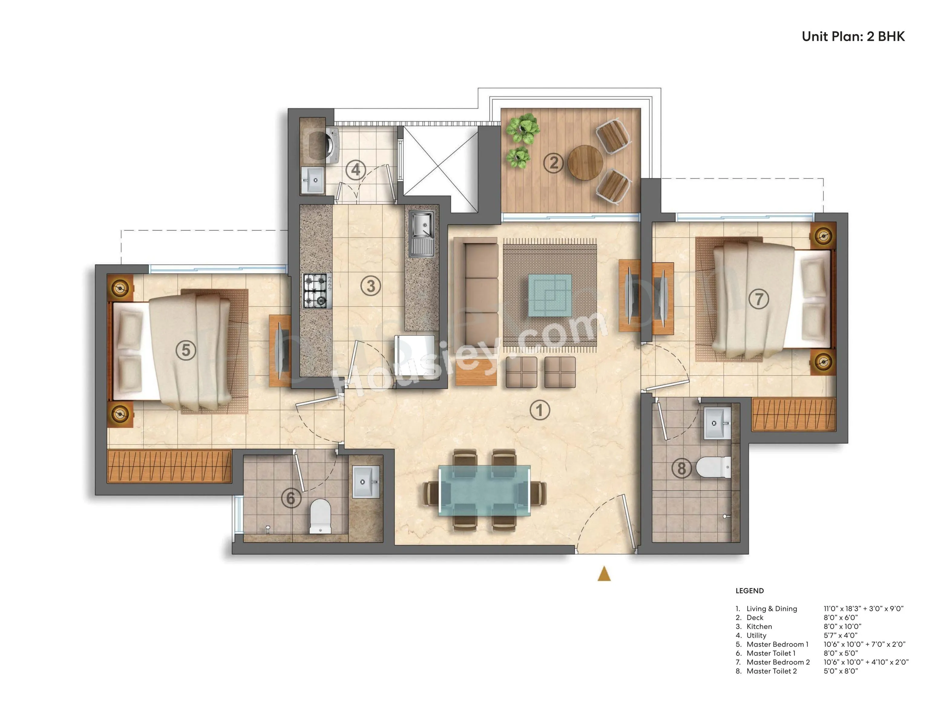 Lodha Bella Vista Unit plan - 760 sq.ft.