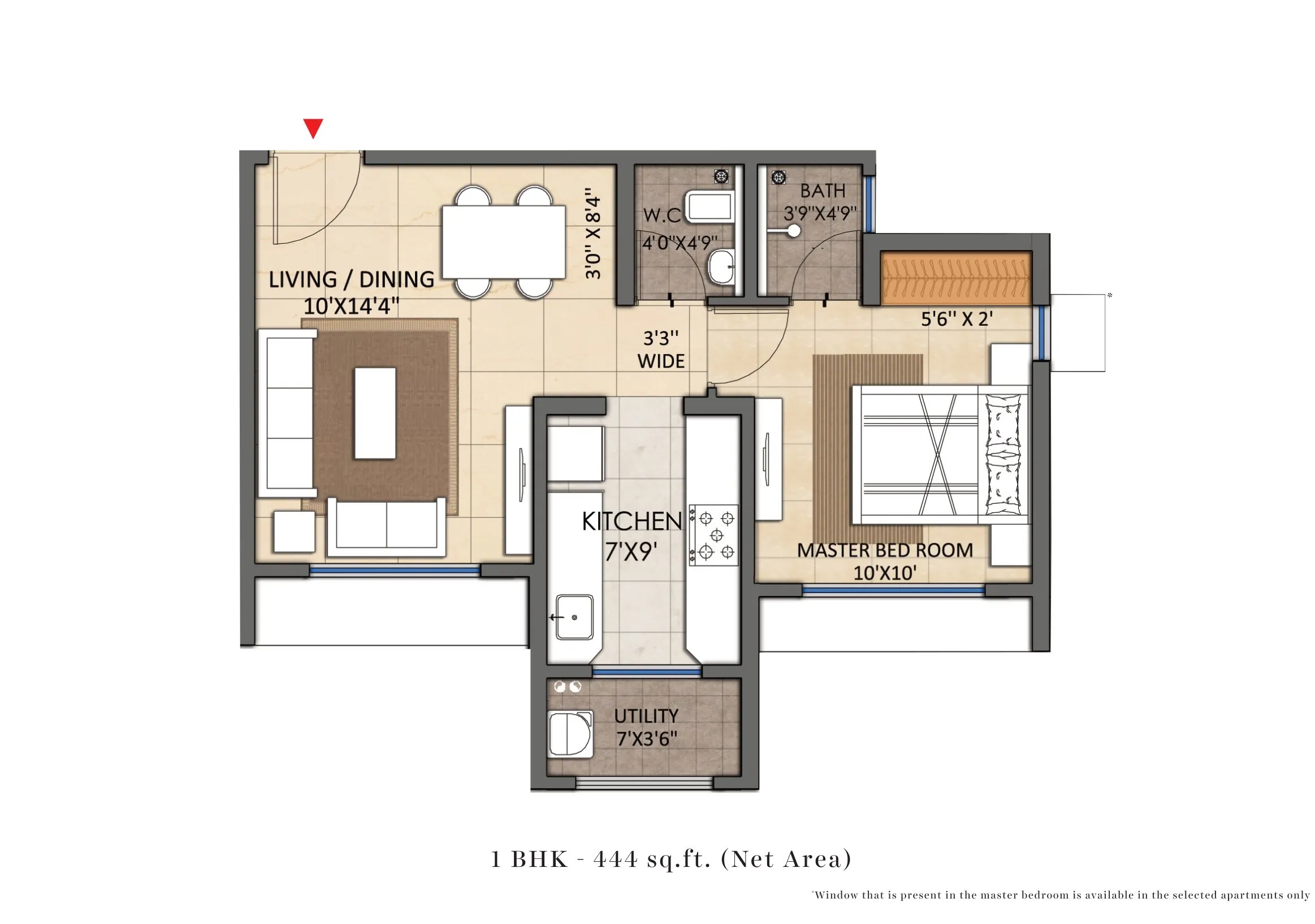 Lodha Casa Premier Unit plan - 444 sq.ft.