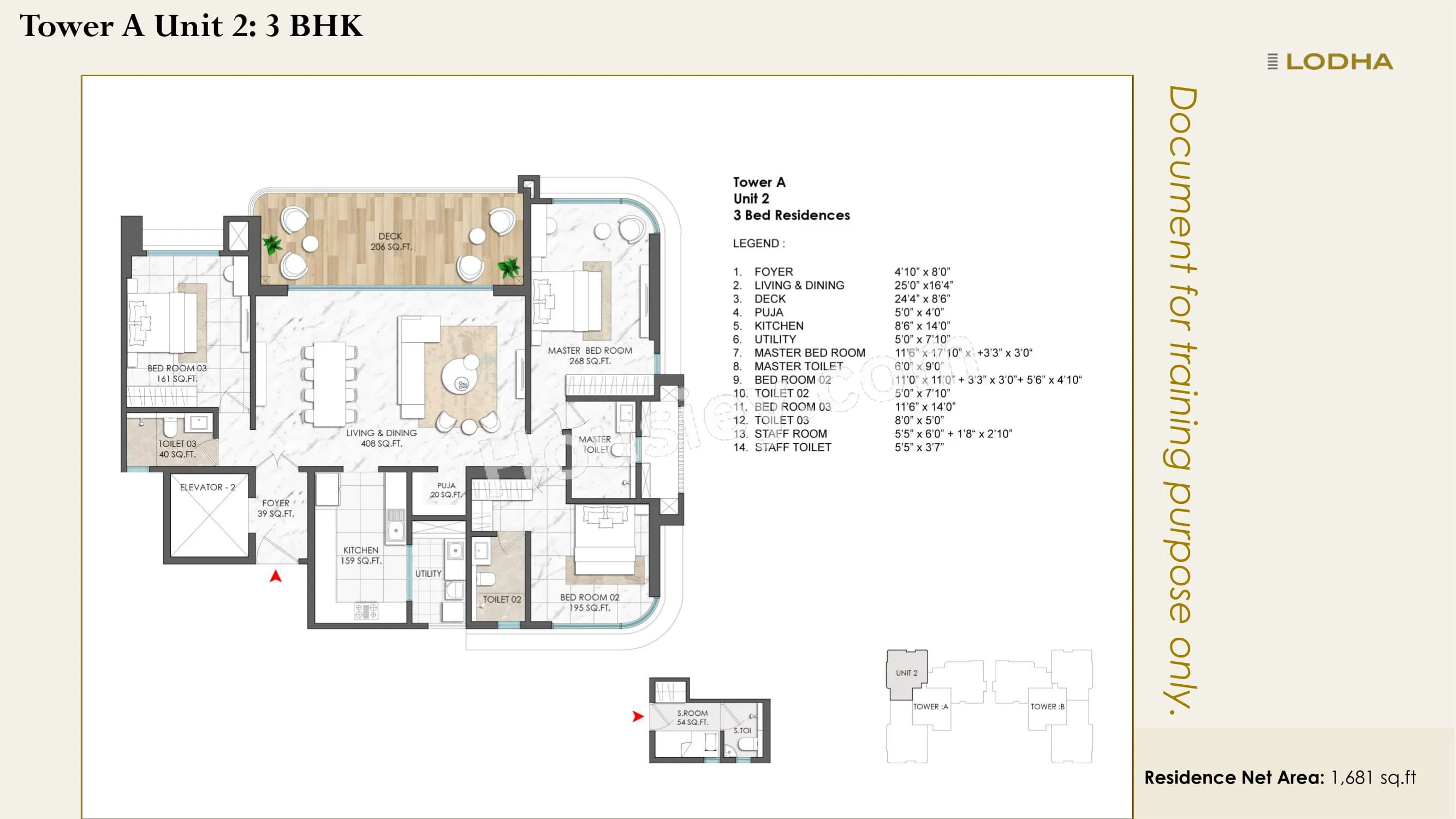 Lodha Palais Unit plan - 1681 sq.ft.